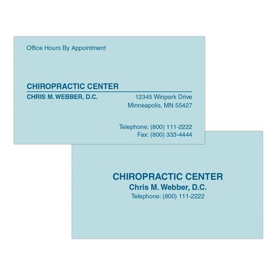 Custom 1-2 Color Appointment Cards, Blue Index 110# Cover Stock, Flat Print, 1 Custom Ink, 2-Sided,
