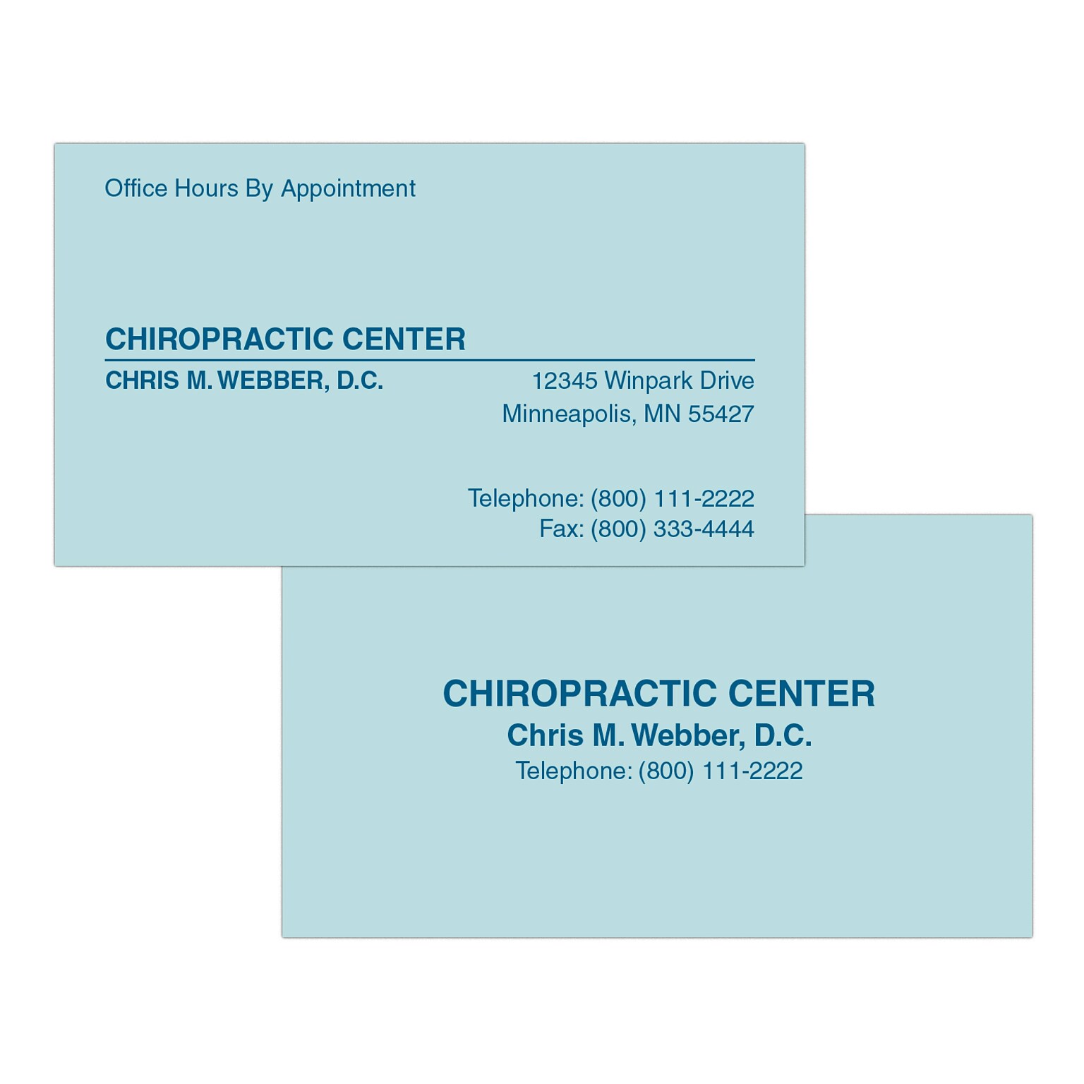 Custom 1-2 Color Appointment Cards, Blue Index 110# Cover Stock, Flat Print, 1 Custom Ink, 2-Sided, 250/Pk