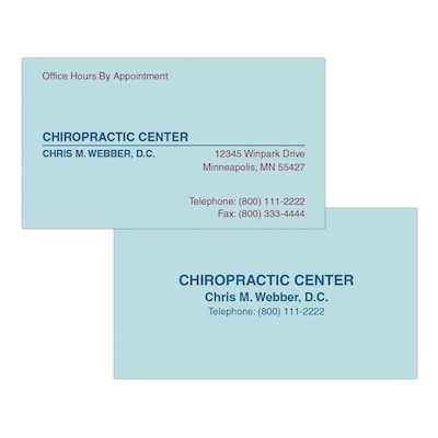 Custom 1-2 Color Appointment Cards, Blue Index 110# Cover Stock, Flat Print, 2 Custom Inks, 2-Sided,