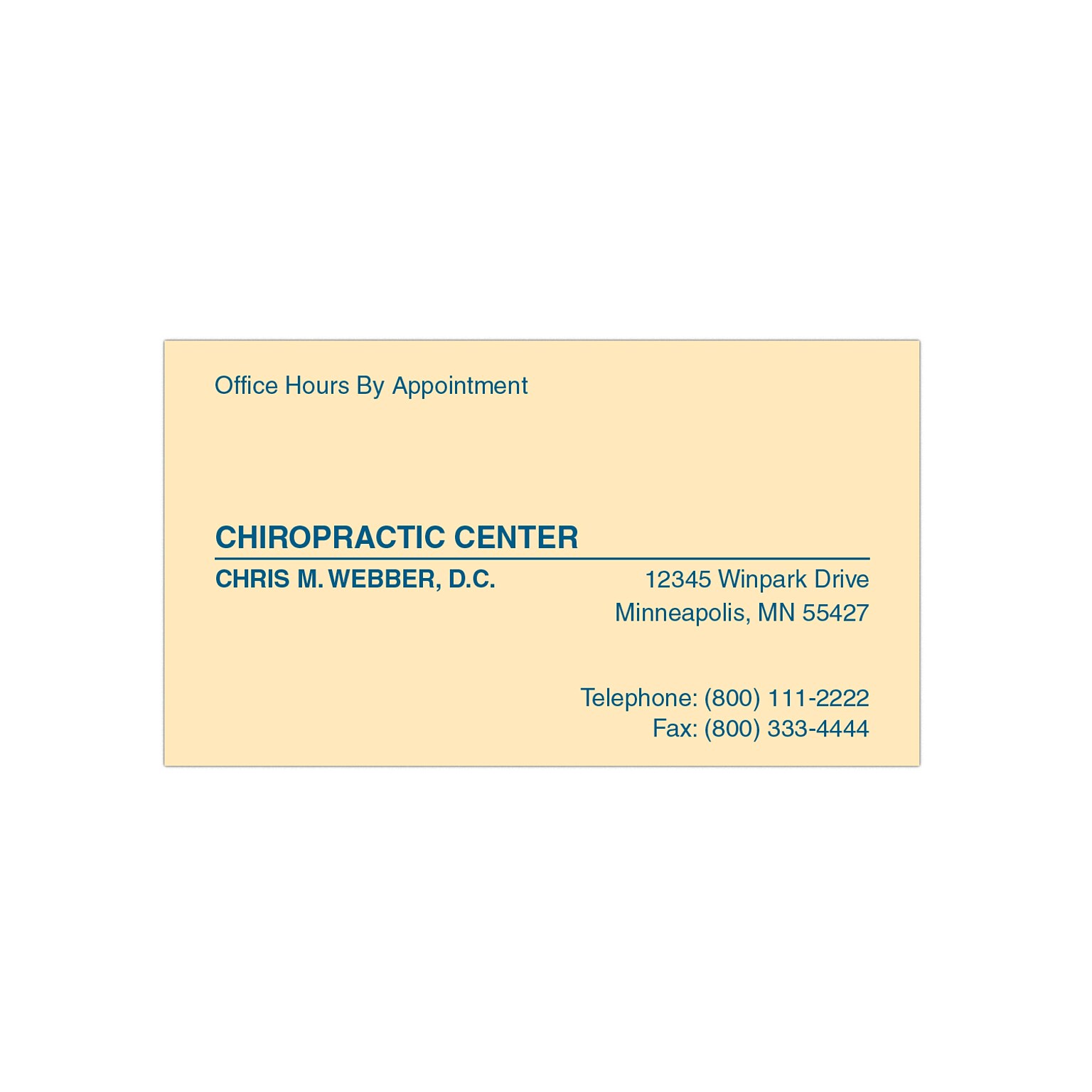 Custom 1-2 Color Appointment Cards, Ivory Index 110# Cover Stock, Flat Print, 1 Custom Ink, 1-Sided, 250/Pk