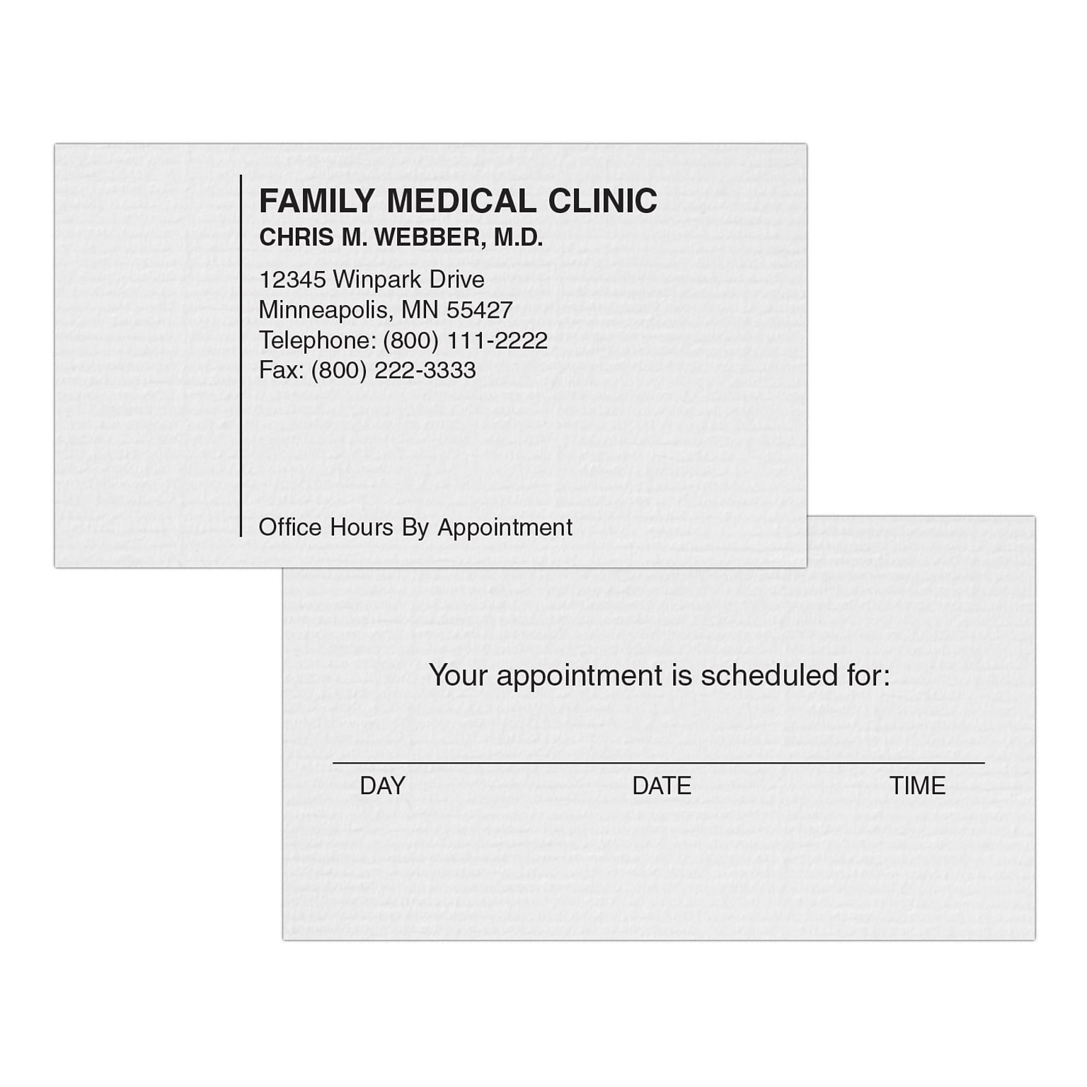 Custom 1-2 Color Appointment Cards, CLASSIC® Laid Antique Gray 80#, Flat Print, 1 Standard Ink, 2-Sided, 250/Pk