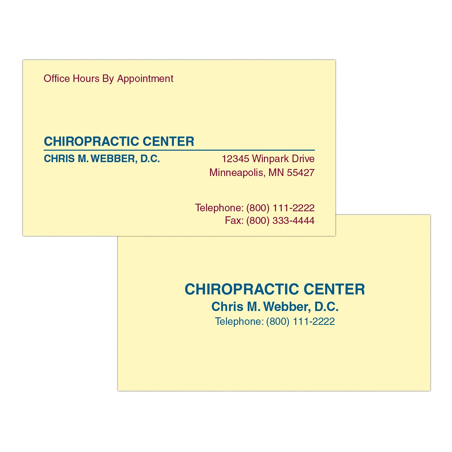 Custom 1-2 Color Appointment Cards, CLASSIC CREST® Baronial Ivory 80#, Flat Print, 2 Custom Inks, 2-Sided, 250/Pk