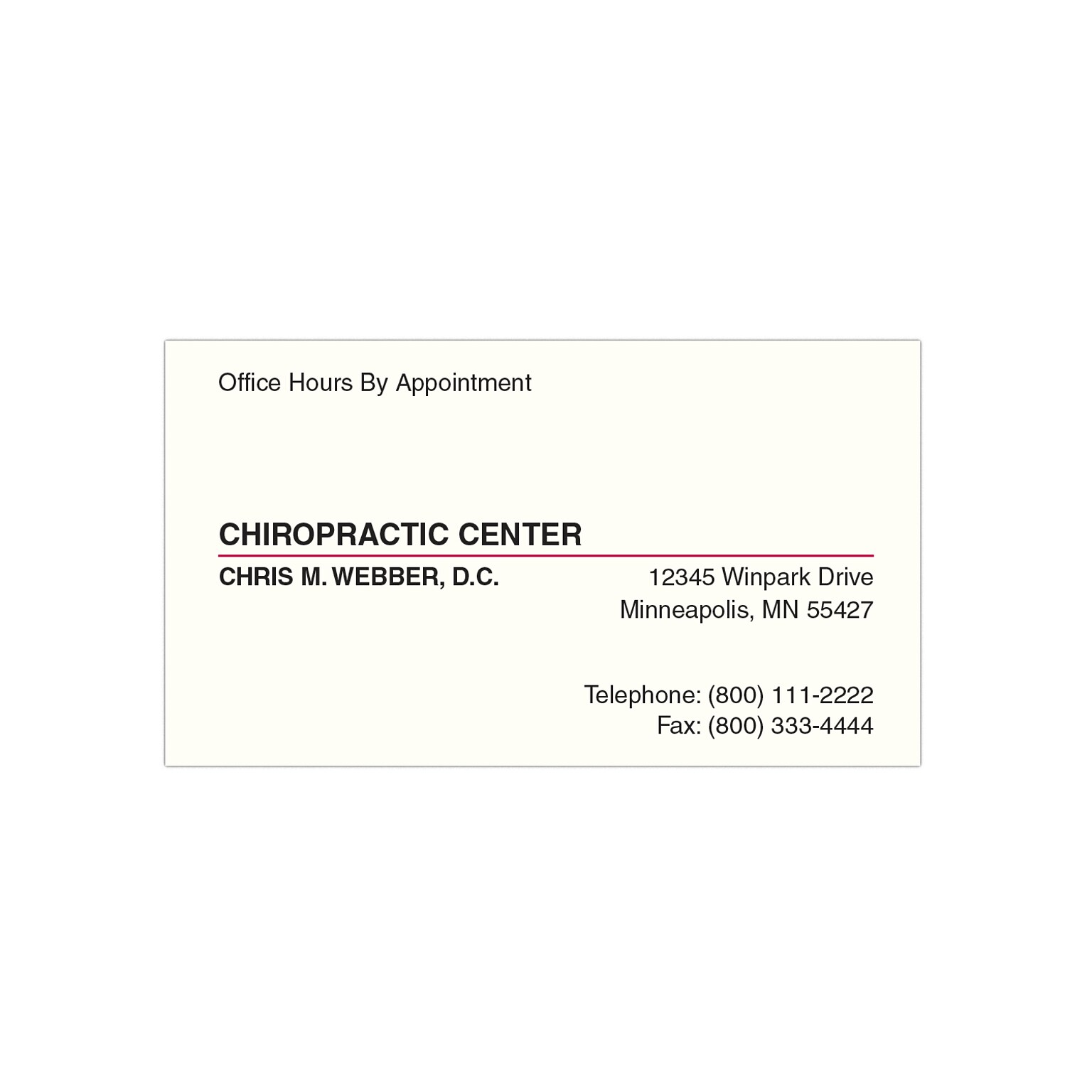 Custom 1-2 Color Appointment Cards, CLASSIC CREST® Natural White 80#, Flat Print, 2 Standard Inks, 1-Sided, 250/Pk