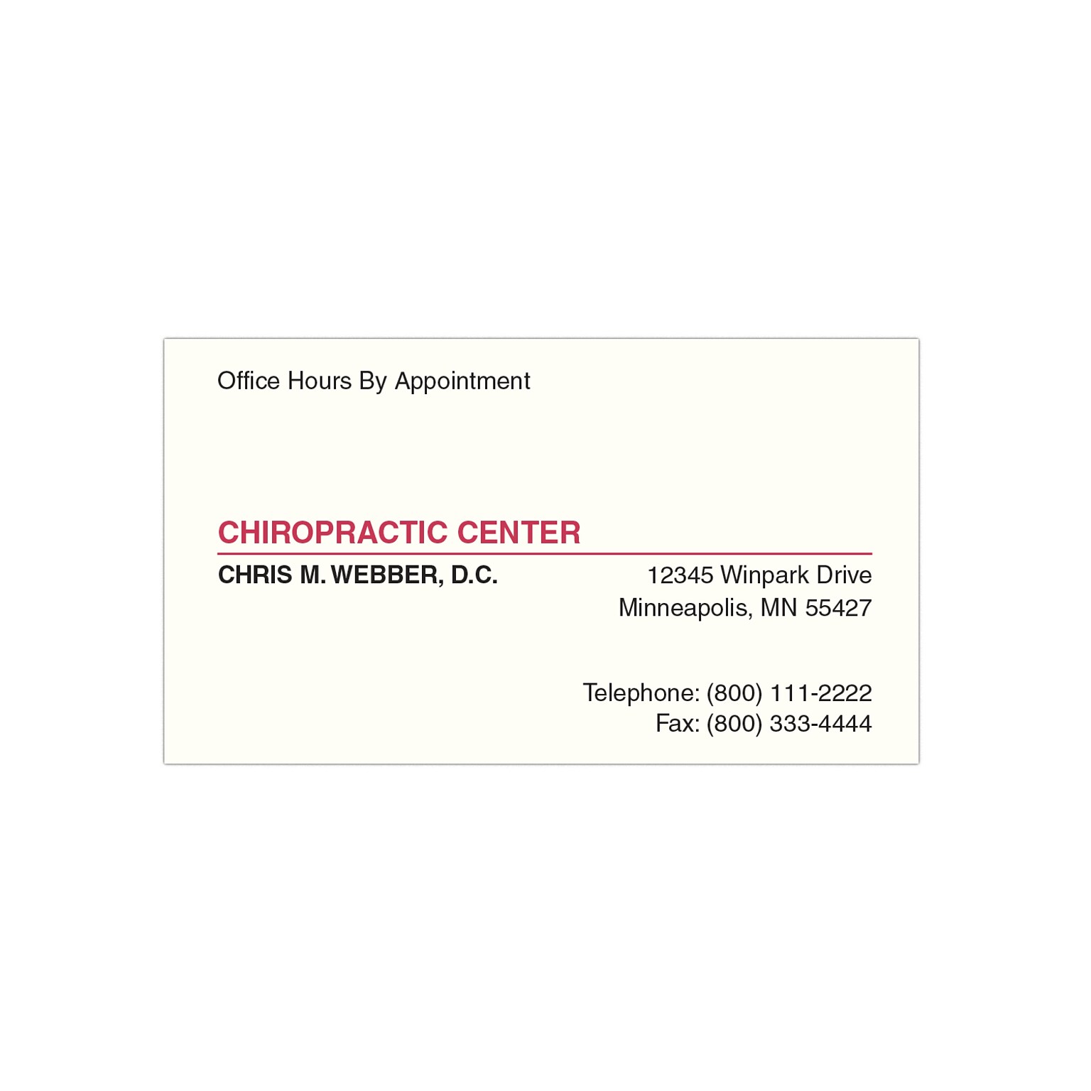 Custom 1-2 Color Appointment Cards, CLASSIC CREST® Natural White 80#, Flat Print, 1 Standard & 1 Custom Inks, 1-Sided, 250/Pk