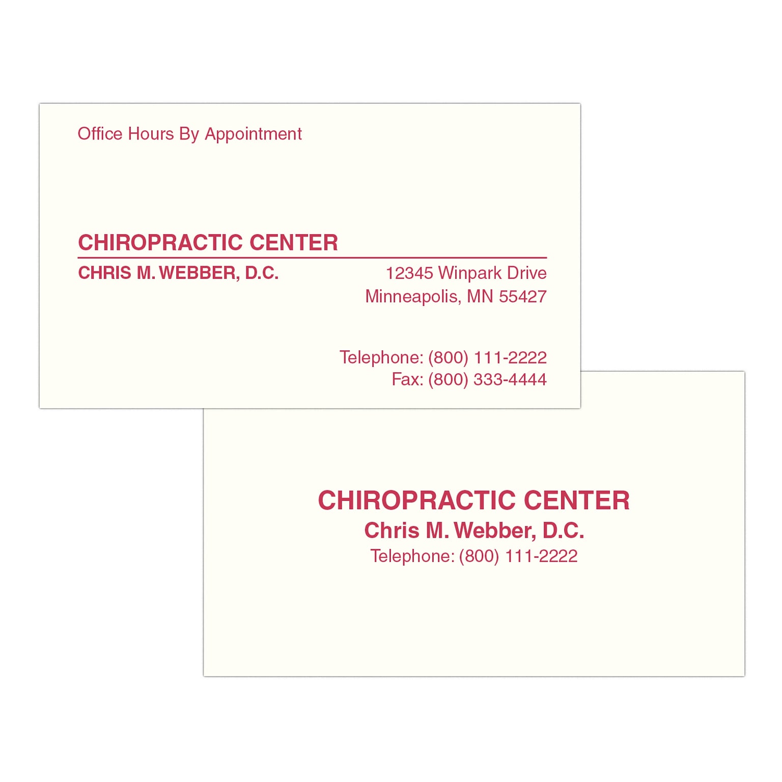 Custom 1-2 Color Appointment Cards, CLASSIC CREST® Natural White 80#, Flat Print, 1 Custom Ink, 2-Sided, 250/Pk