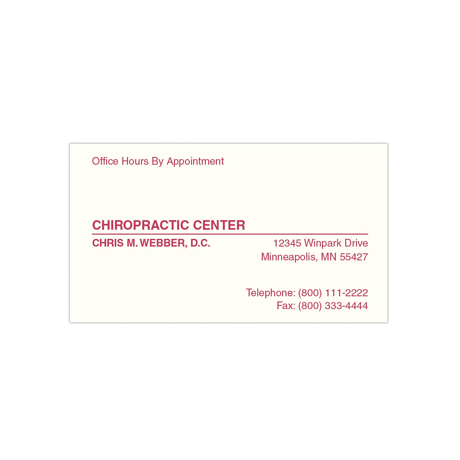 Custom 1-2 Color Appointment Cards, CLASSIC CREST® Natural White 80#, Flat Print, 1 Custom Ink, 1-Sided, 250/Pk