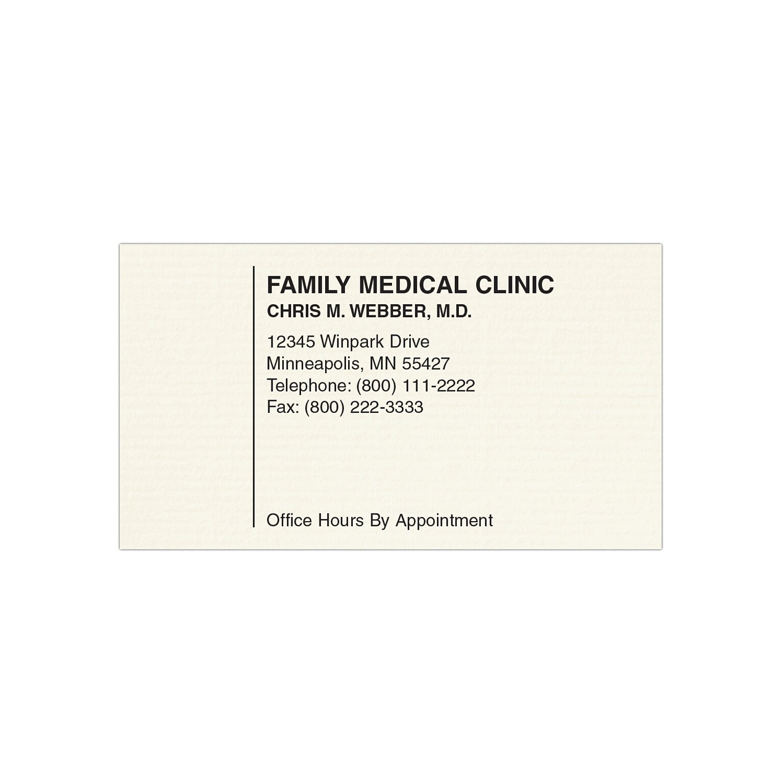 Custom 1-2 Color Appointment Cards, CLASSIC® Laid Natural White 80#, Flat Print, 1 Standard Ink, 1-Sided, 250/Pk