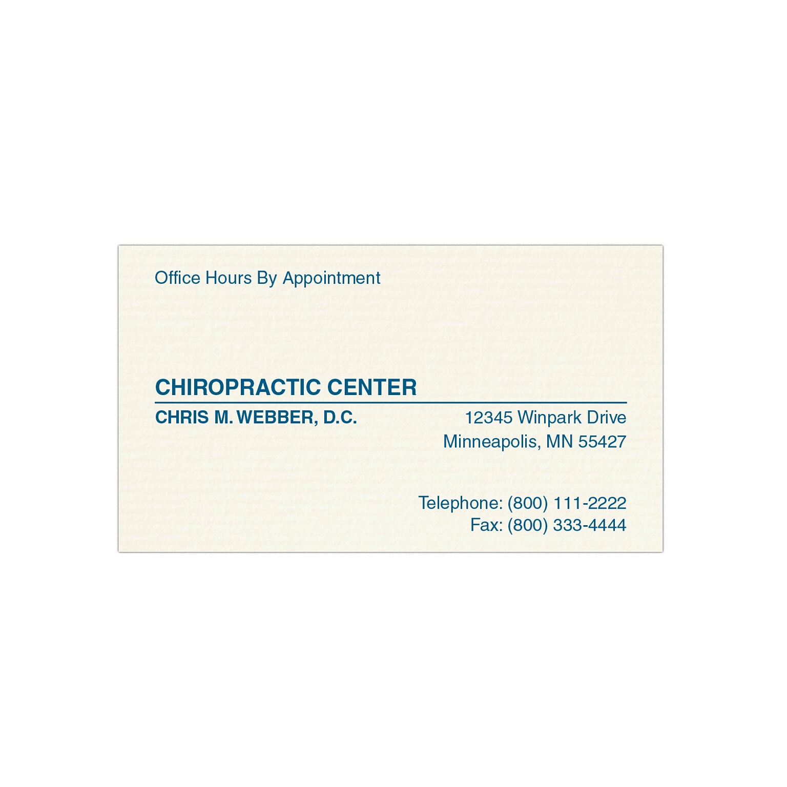 Custom 1-2 Color Appointment Cards, CLASSIC® Laid Natural White 80#, Flat Print, 1 Custom Ink, 1-Sided, 250/Pk