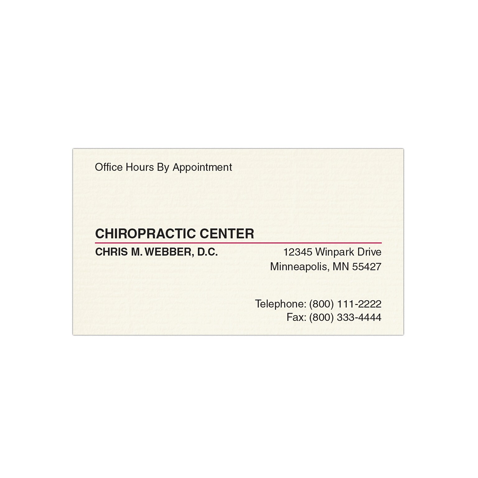 Custom 1-2 Color Appointment Cards, CLASSIC® Laid Natural White 80#, Flat Print, 2 Standard Inks, 1-Sided, 250/Pk