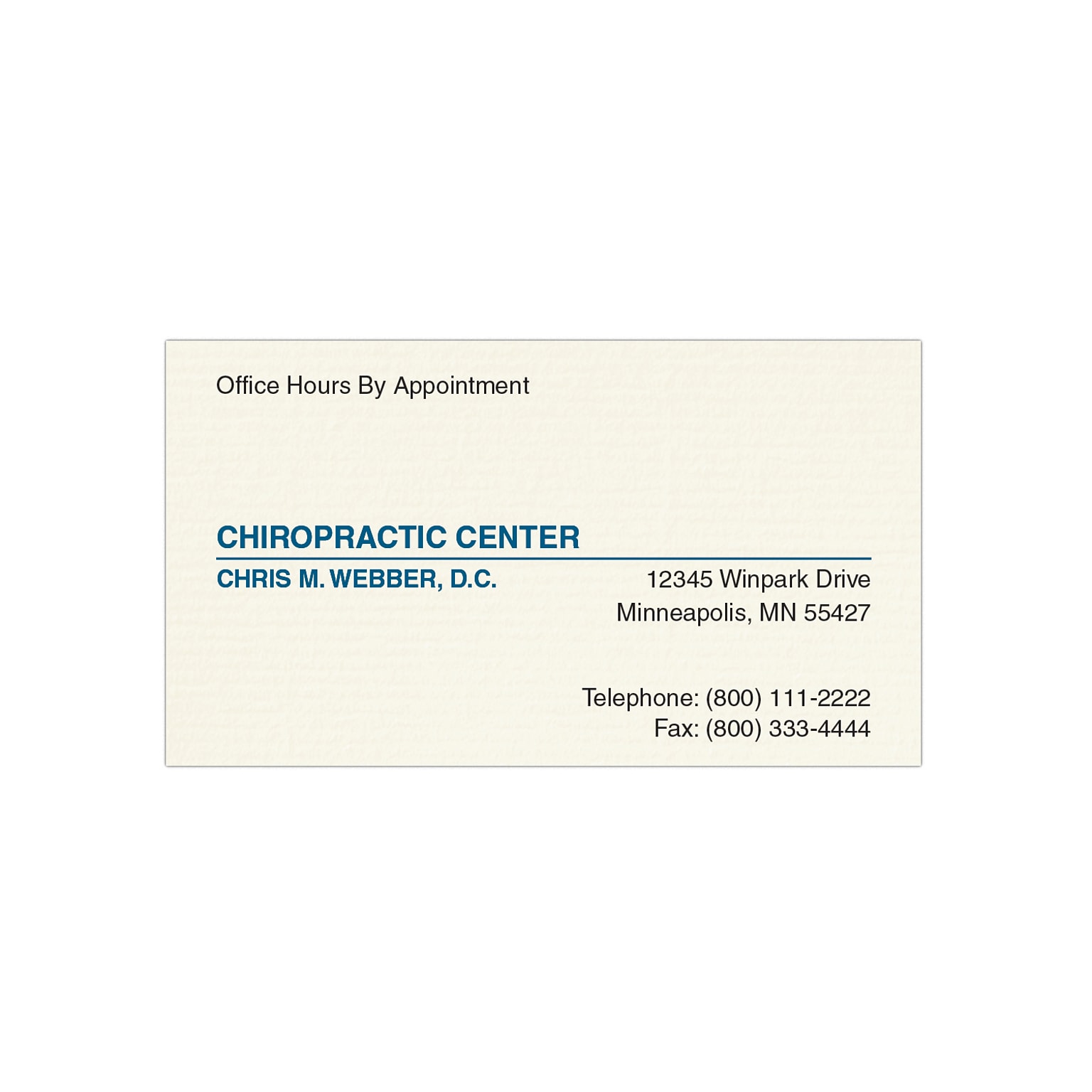 Custom 1-2 Color Appointment Cards, CLASSIC® Laid Natural White 80#, Flat Print, 1 Standard & 1 Custom Inks, 1-Sided, 250/Pk