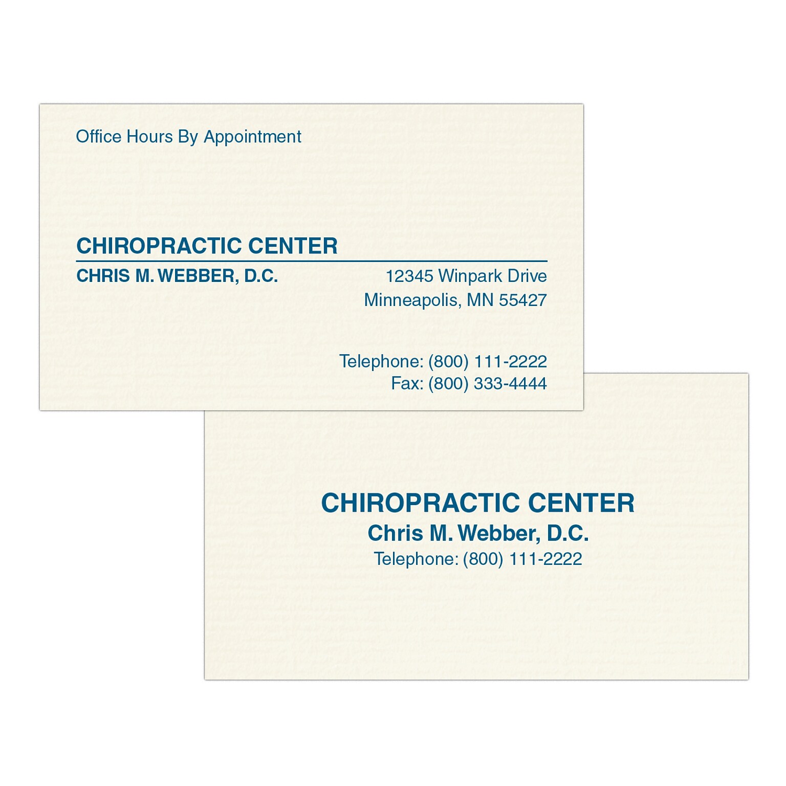 Custom 1-2 Color Appointment Cards, CLASSIC® Laid Natural White 80#, Flat Print, 1 Custom Ink, 2-Sided, 250/Pk