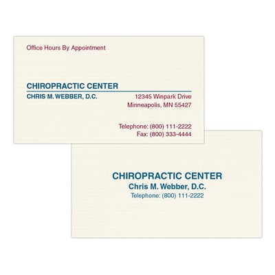 Custom 1-2 Color Appointment Cards, CLASSIC® Laid Natural White 80#, Flat Print, 2 Custom Inks, 2-Si