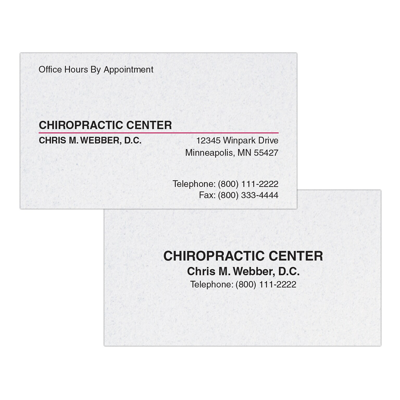 Custom 1-2 Color Appointment Cards, CLASSIC CREST® Smooth Whitestone 80#, Flat Print, 2 Standard Inks, 2-Sided, 250/Pk