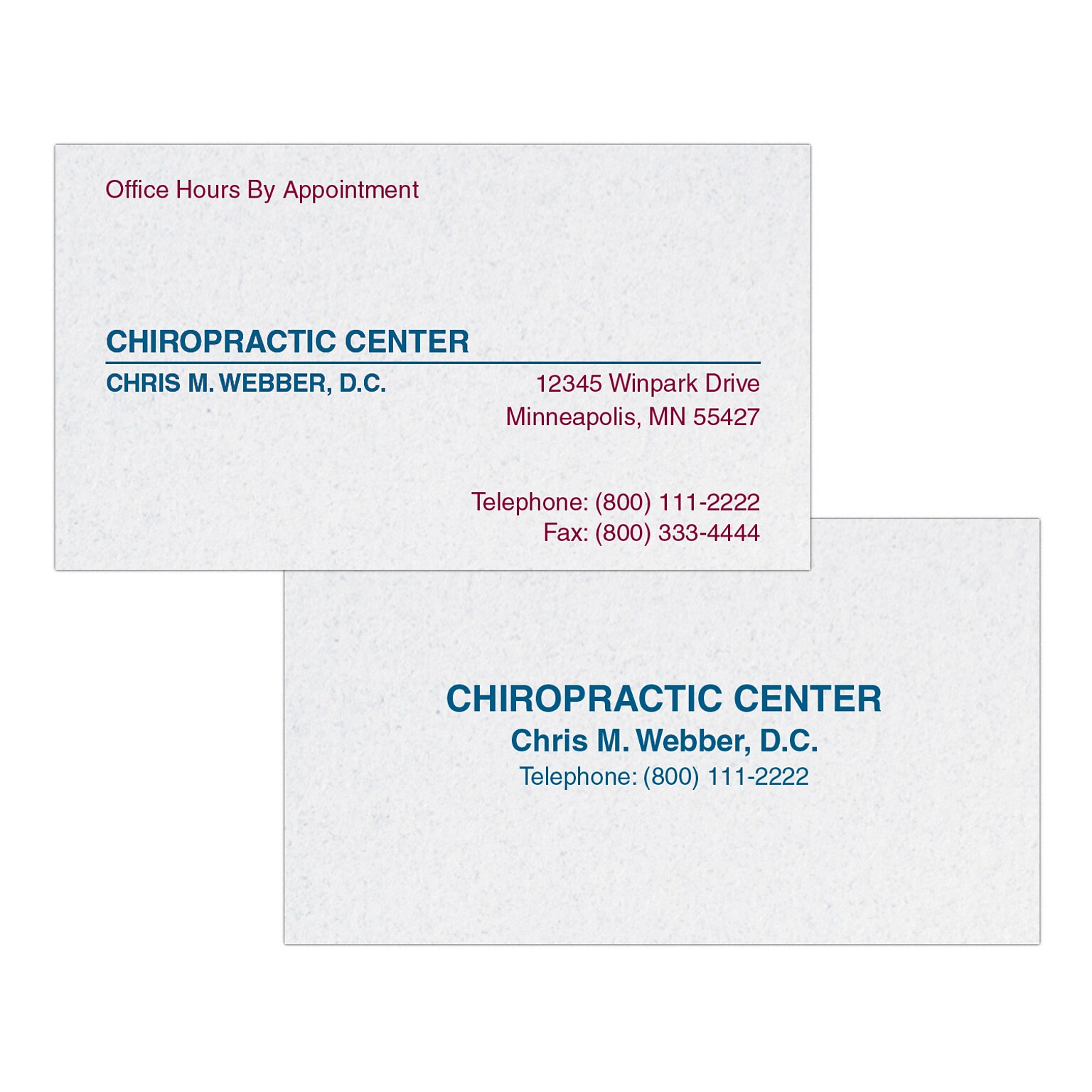Custom 1-2 Color Appointment Cards, CLASSIC CREST® Smooth Whitestone 80#, Flat Print, 2 Custom Inks, 2-Sided, 250/Pk