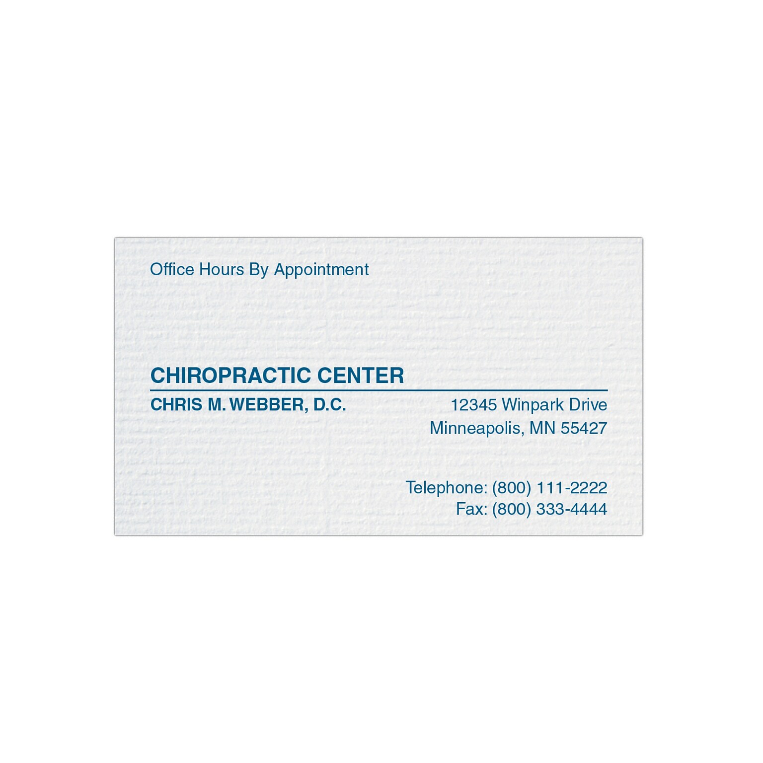 Custom 1-2 Color Appointment Cards, CLASSIC® Laid Solar White 80#, Flat Print, 1 Custom Ink, 1-Sided, 250/Pk