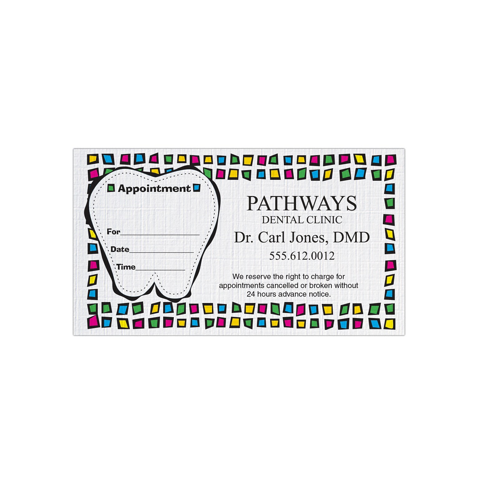 Custom Full Color Appointment Cards, CLASSIC® Linen Solar White 100#, Flat Print, 1-Sided, 250/Pk