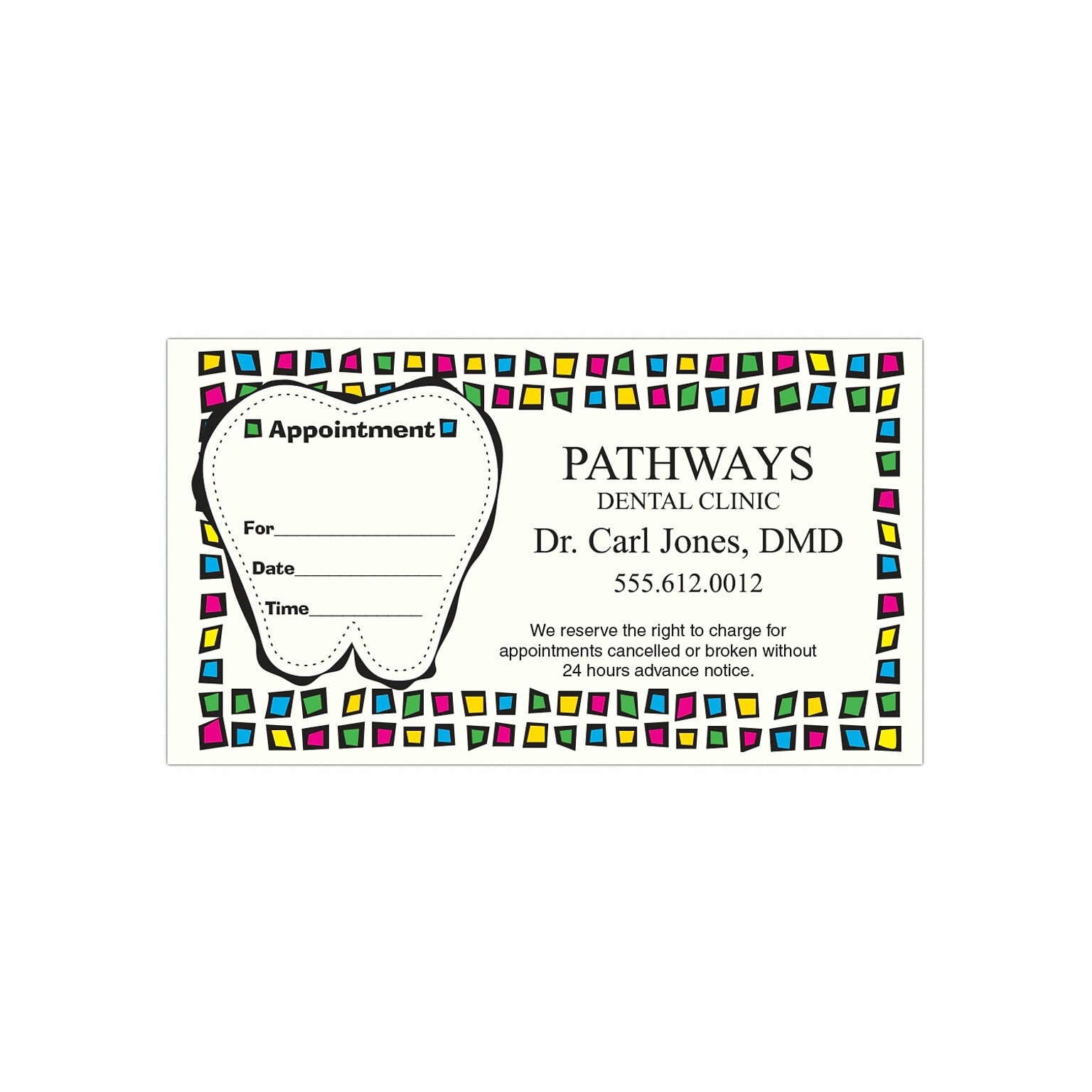 Custom Full Color Appointment Cards, CLASSIC CREST® Natural White 110#, Flat Print, 1-Sided, 250/Pk