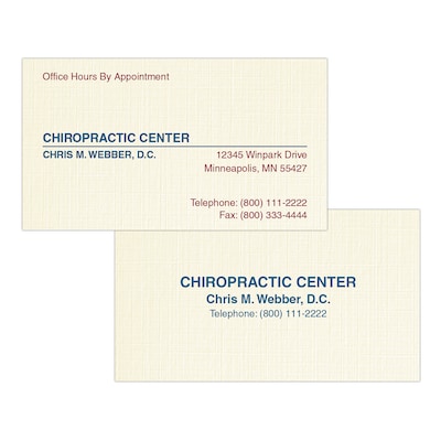 Custom 1-2 Color Appointment Cards, CLASSIC® Linen Baronial Ivory 80#, Flat Print, 2 Custom Inks, 2-
