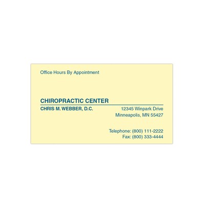 Custom 1-2 Color Appointment Cards, CLASSIC CREST® Baronial Ivory 80#, Flat Print, 1 Custom Ink, 1-S