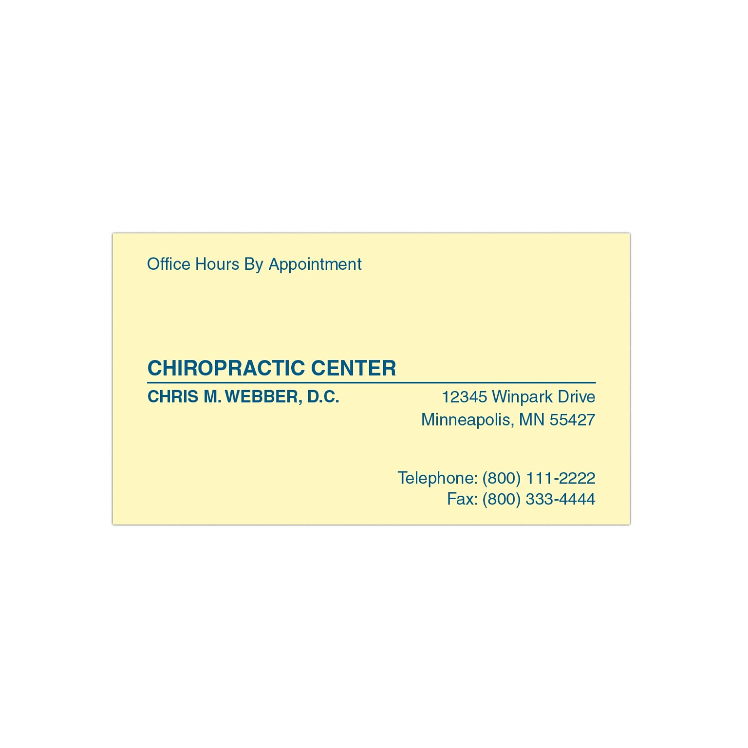 Custom 1-2 Color Appointment Cards, CLASSIC CREST® Baronial Ivory 80#, Flat Print, 1 Custom Ink, 1-Sided, 250/Pk