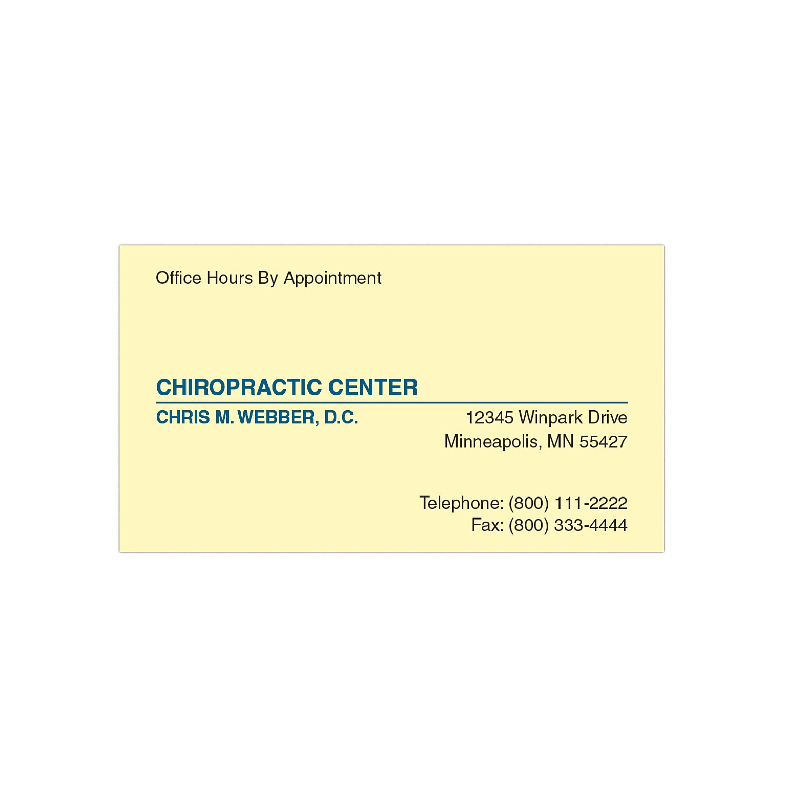 Custom 1-2 Color Appointment Cards, CLASSIC CREST® Baronial Ivory 80#, Flat Print, 1 Standard & 1 Custom Inks, 1-Sided, 250/Pk