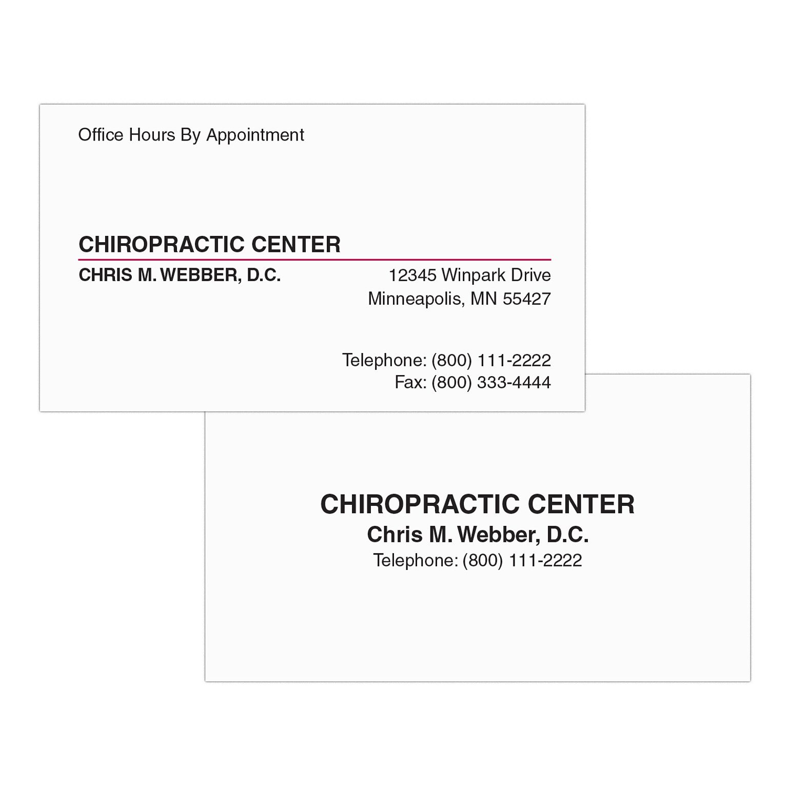 Custom 1-2 Color Appointment Cards, ENVIRONMENT® Ultra Bright White 80#, Flat Print, 2 Standard Inks, 2-Sided, 250/Pk