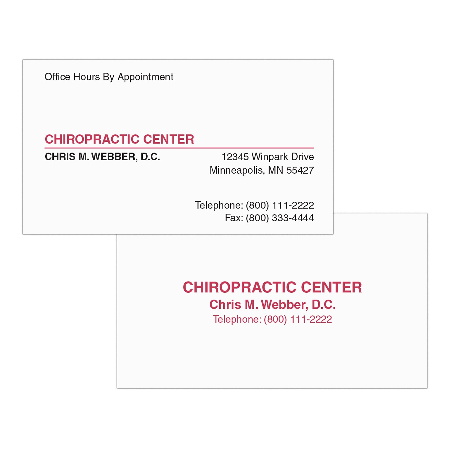 Custom 1-2 Color Appointment Cards, ENVIRONMENT® Ultra Bright White 80#, Flat Print, 1 Standard & 1 Custom Inks, 2-Sided, 250/Pk