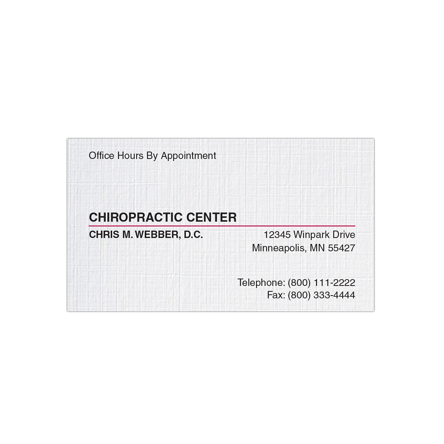 Custom 1-2 Color Appointment Cards, CLASSIC® Linen Solar White 80#, Flat Print, 2 Standard Inks, 1-Sided, 250/Pk