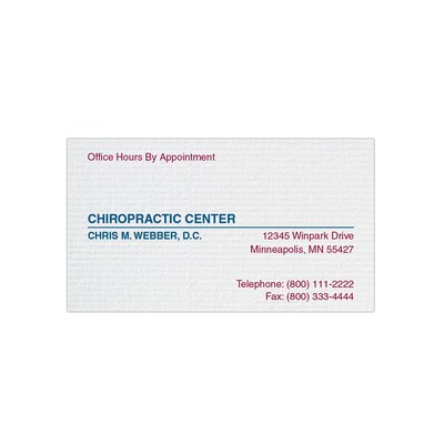 Custom 1-2 Color Appointment Cards, CLASSIC® Linen Solar White 80#, Flat Print, 2 Custom Inks, 1-Sid