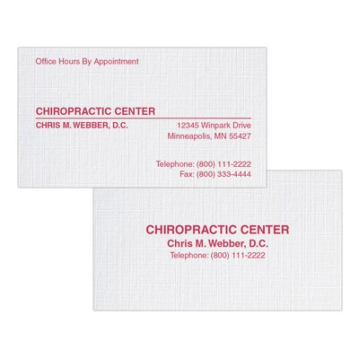 Custom 1-2 Color Appointment Cards, CLASSIC® Linen Solar White 80#, Flat Print, 1 Custom Ink, 2-Side