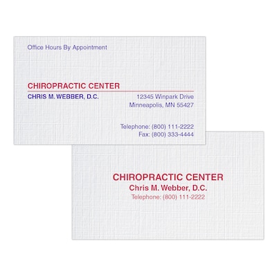 Custom 1-2 Color Appointment Cards, CLASSIC® Linen Solar White 80#, Flat Print, 2 Custom Inks, 2-Sid