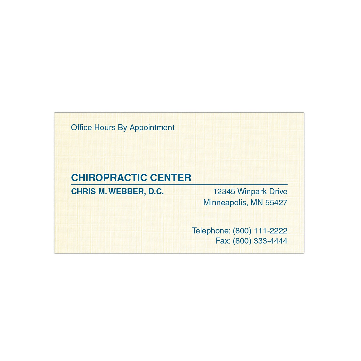 Custom 1-2 Color Appointment Cards, CLASSIC® Linen Natural White 80#, Flat Print, 1 Custom Ink, 1-Sided, 250/Pk