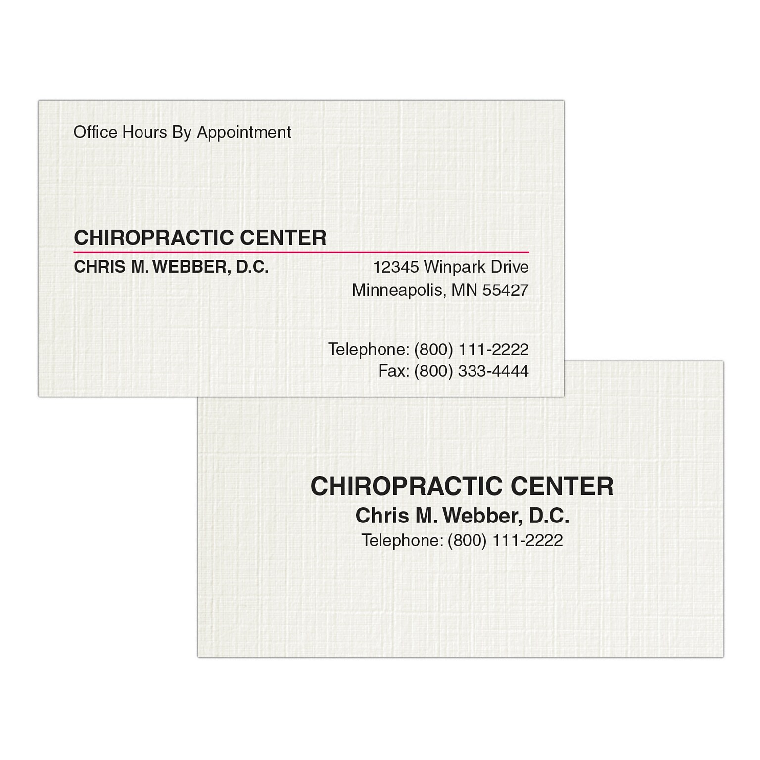 Custom 1-2 Color Appointment Cards, CLASSIC® Linen Antique Gray 80#, Flat Print, 2 Standard Inks, 2-Sided, 250/Pk