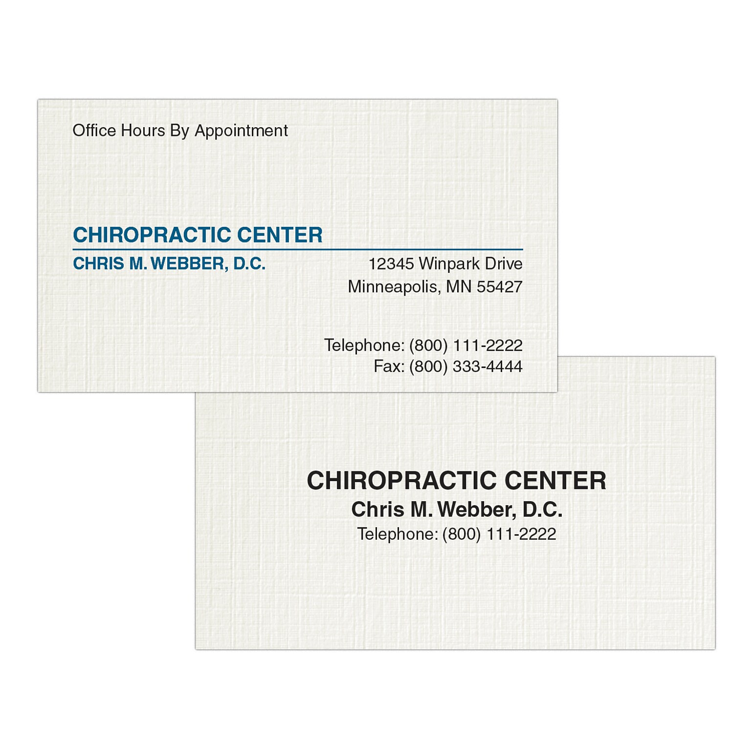 Custom 1-2 Color Appointment Cards, CLASSIC® Linen Antique Gray 80#, Flat Print, 1 Standard & 1 Custom Inks, 2-Sided, 250/Pk