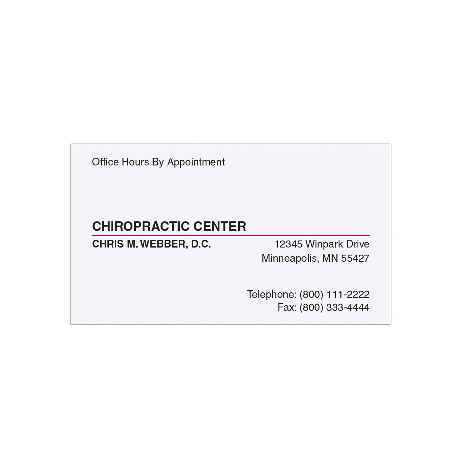 Custom 1-2 Color Appointment Cards, White 14 pt. Uncoated, Flat Print, 2 Standard Inks, 1-Sided, 250/Pk