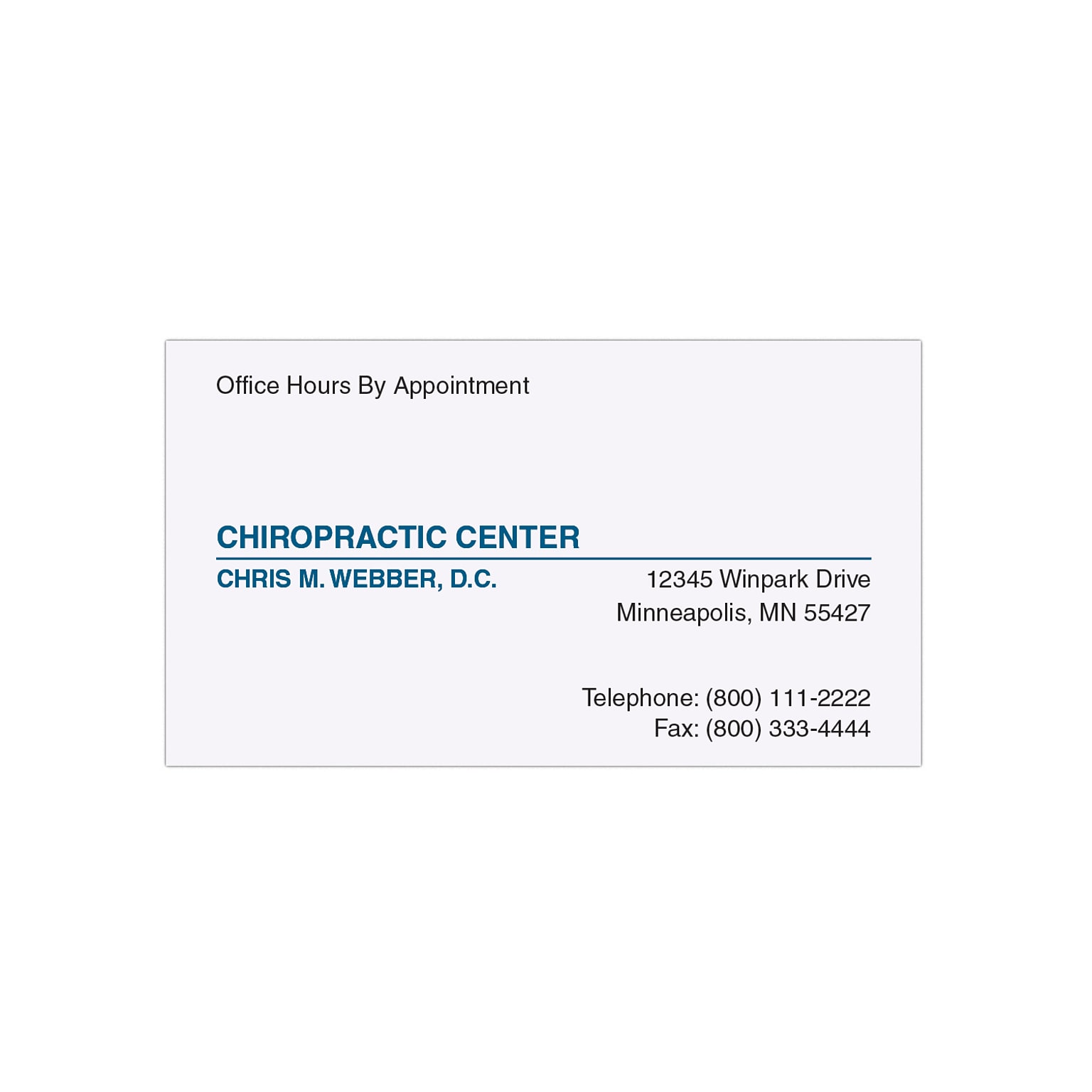 Custom 1-2 Color Appointment Cards, White 14 pt. Uncoated, Flat Print, 1 Standard & 1 Custom Inks, 1-Sided, 250/Pk