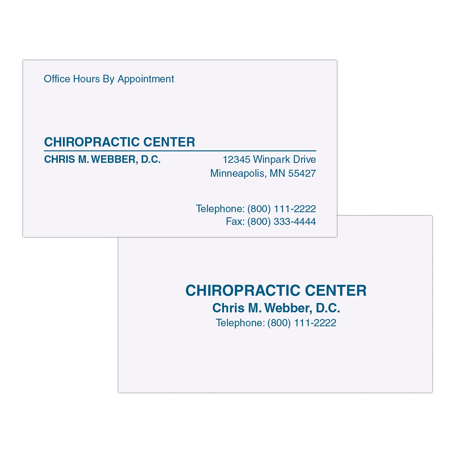 Custom 1-2 Color Appointment Cards, White 14 pt. Uncoated, Flat Print, 1 Custom Ink, 2-Sided, 250/Pk