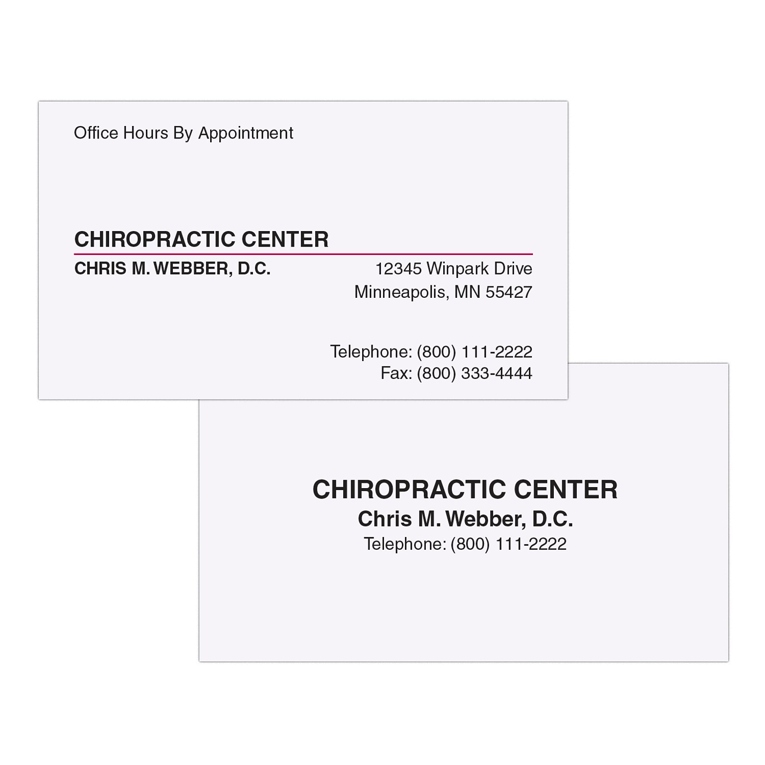 Custom 1-2 Color Appointment Cards, White 14 pt. Uncoated, Flat Print, 2 Standard Inks, 2-Sided, 250/Pk