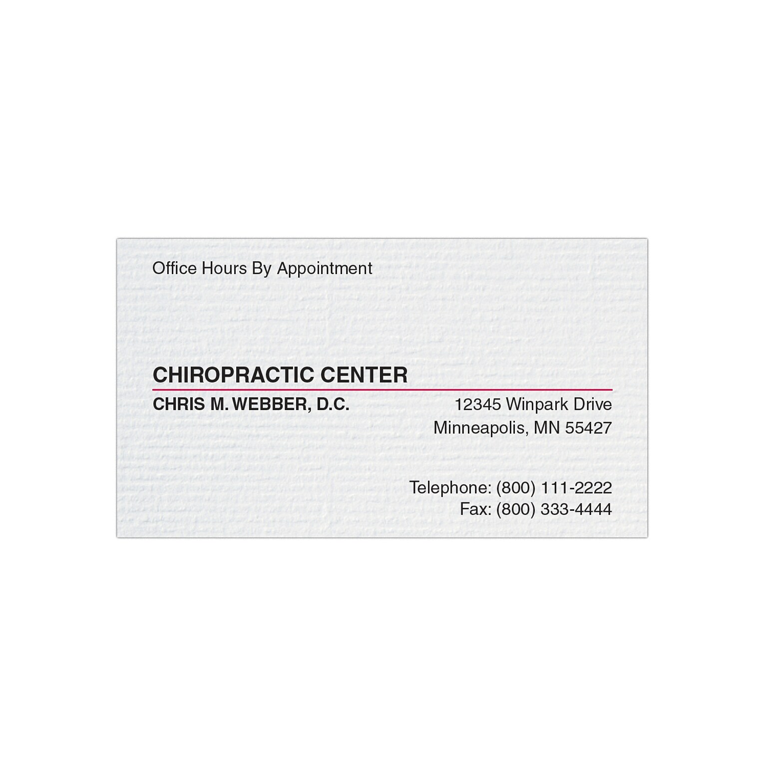 Custom 1-2 Color Appointment Cards, CLASSIC® Laid Solar White 120#, Flat Print, 2 Standard Inks, 1-Sided, 250/Pk