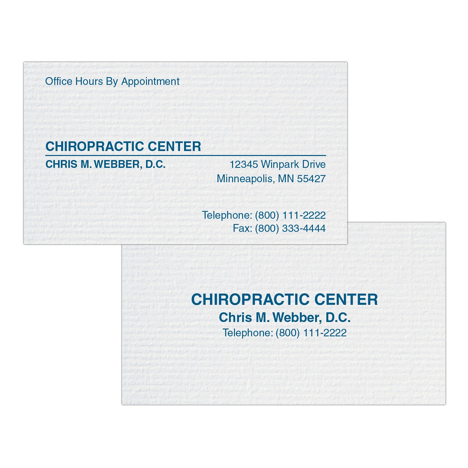 Custom 1-2 Color Appointment Cards, CLASSIC® Laid Solar White 120#, Flat Print, 1 Custom Ink, 2-Sided, 250/Pk