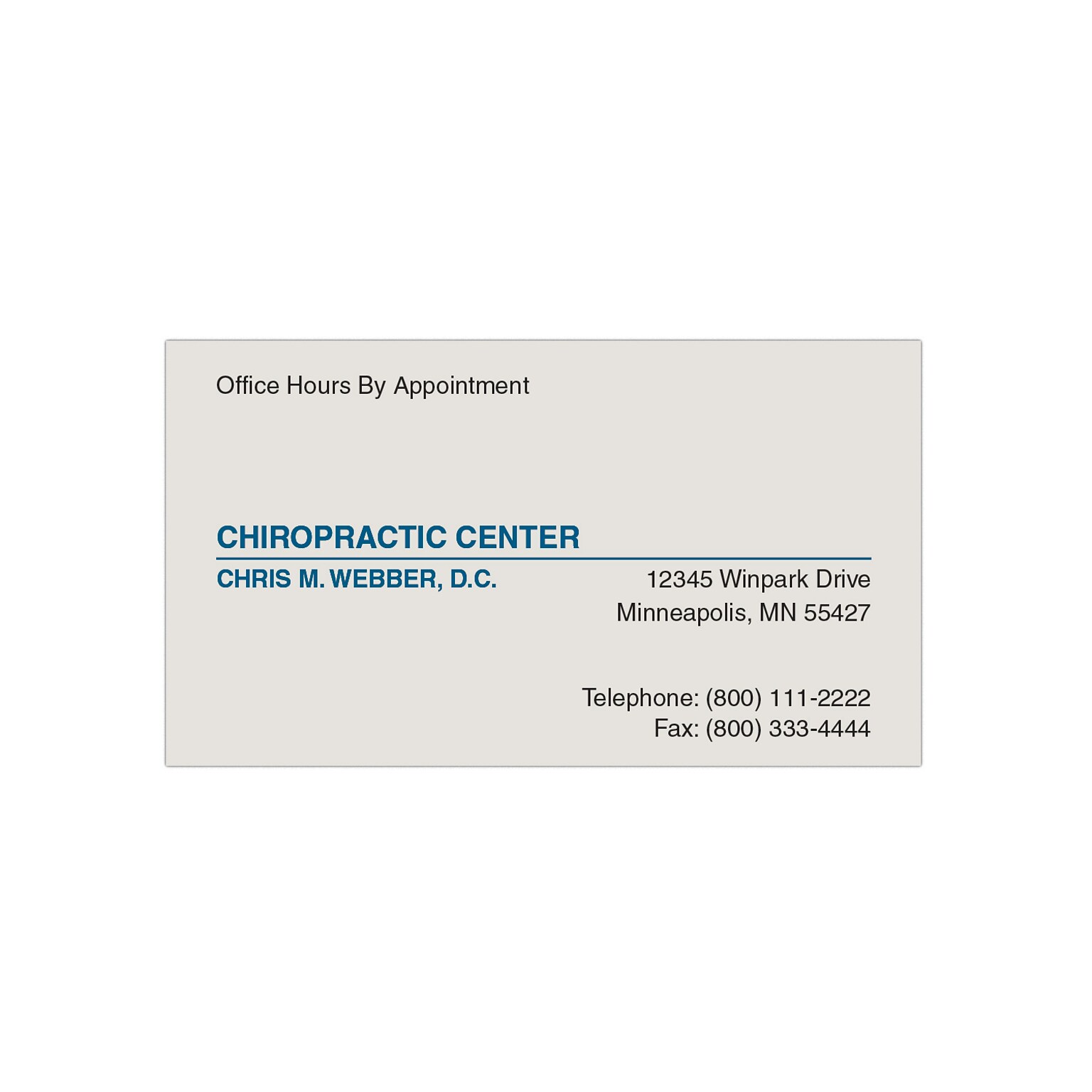 Custom 1-2 Color Appointment Cards, Gray Index 110#, Flat Print, 1 Standard & 1 Custom Inks, 1-Sided, 250/Pk