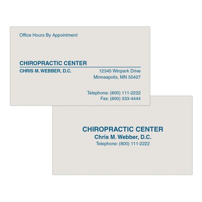 Custom 1-2 Color Appointment Cards, Gray Index 110#, Flat Print, 1 Custom Ink, 2-Sided, 250/Pk