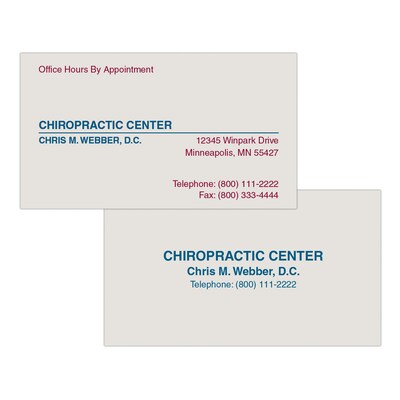 Custom 1-2 Color Appointment Cards, Gray Index 110#, Flat Print, 2 Custom Inks, 2-Sided, 250/Pk