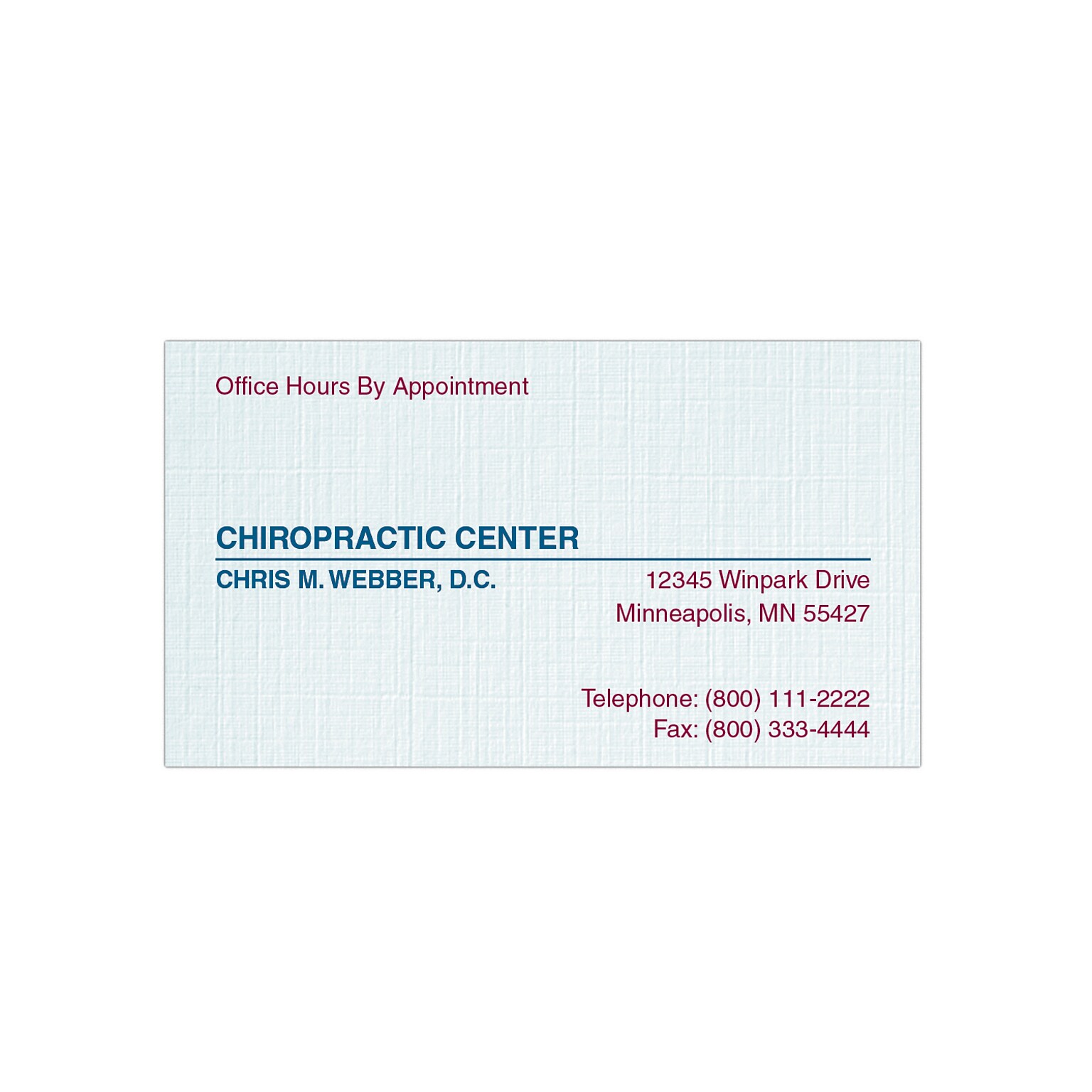 Custom 1-2 Color Appointment Cards, CLASSIC® Linen Haviland Blue 80#, Flat Print, 2 Custom Inks, 1-Sided, 250/Pk