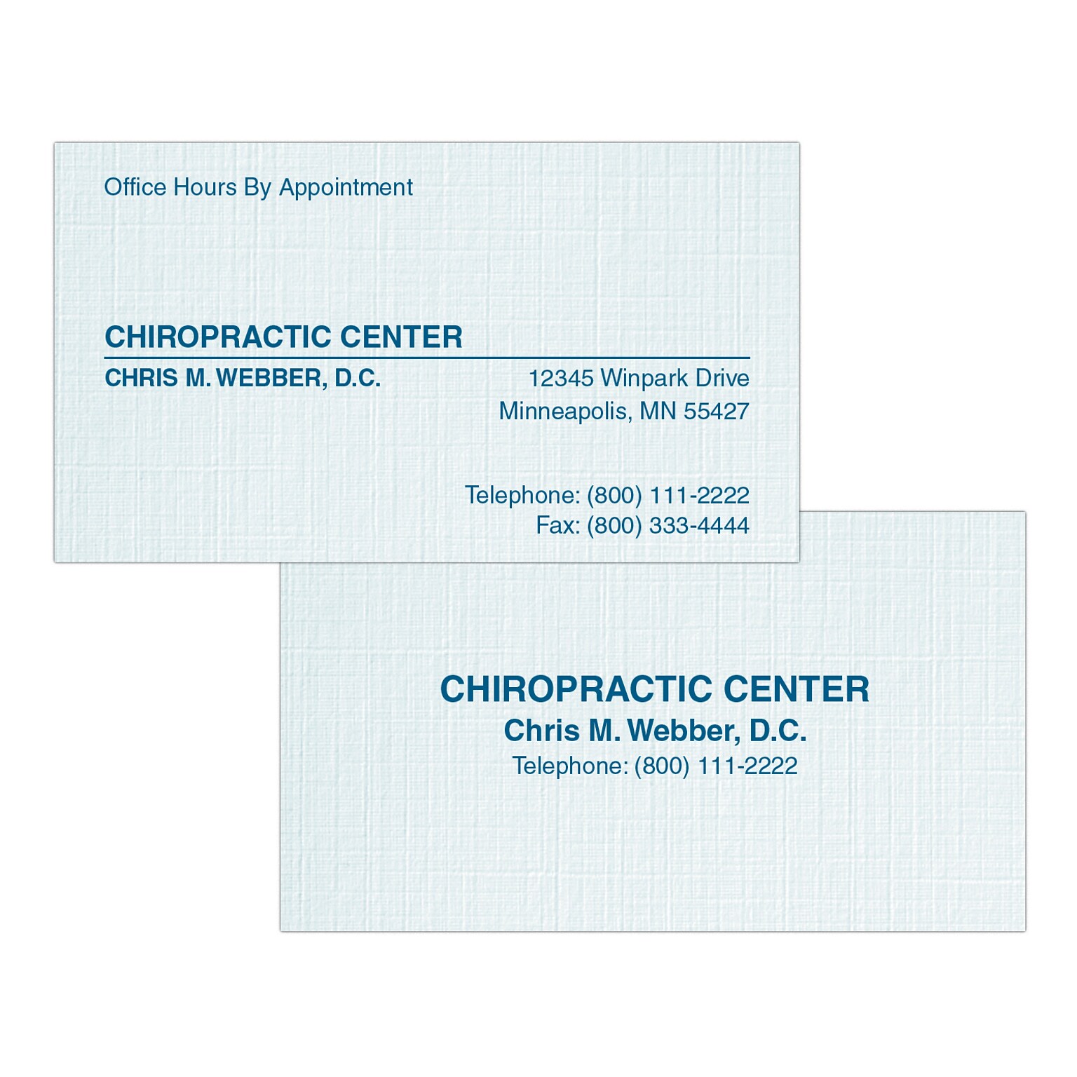 Custom 1-2 Color Appointment Cards, CLASSIC® Linen Haviland Blue 80#, Flat Print, 1 Custom Ink, 2-Sided, 250/Pk