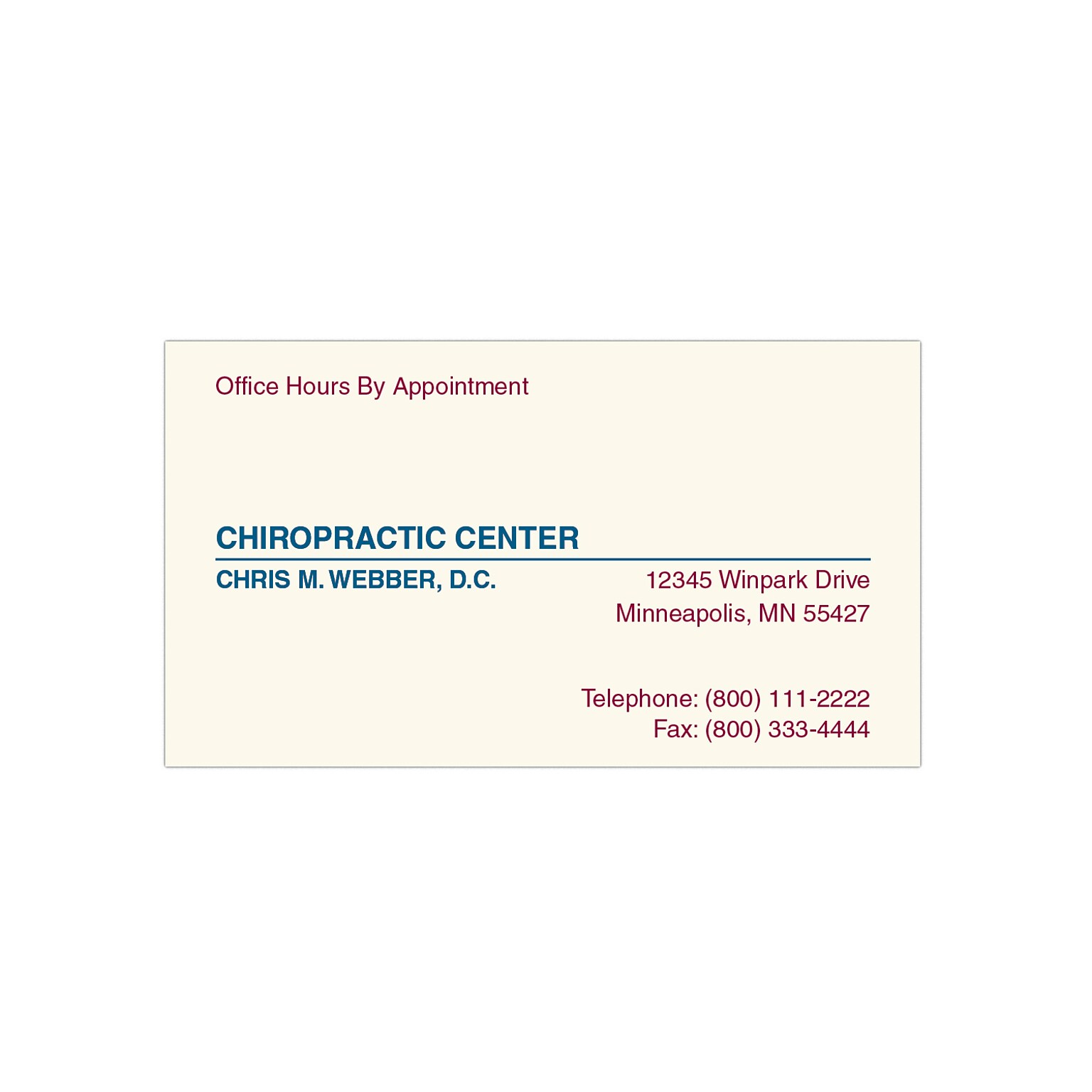 Custom 1-2 Color Appointment Cards, ENVIRONMENT® Smooth Natural Recycled 80#, Flat Print, 2 Custom Inks, 1-Sided, 250/Pk