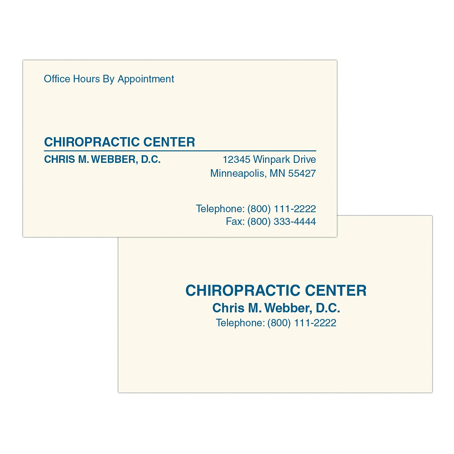 Custom 1-2 Color Appointment Cards, ENVIRONMENT® Smooth Natural Recycled 80#, Flat Print, 1 Custom Ink, 2-Sided, 250/Pk