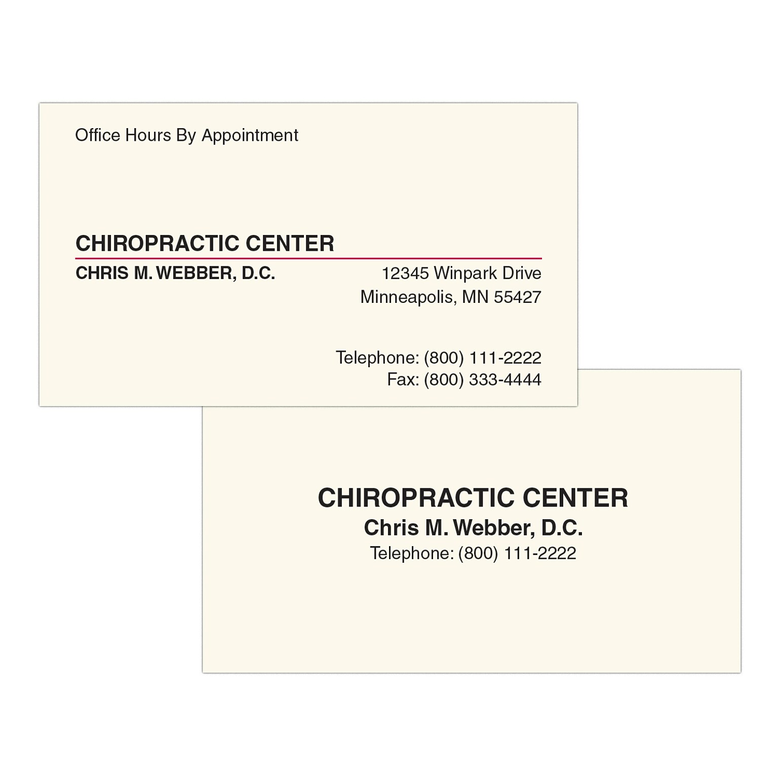 Custom 1-2 Color Appointment Cards, ENVIRONMENT® Smooth Natural Recycled 80#, Flat Print, 2 Standard Inks, 2-Sided, 250/Pk