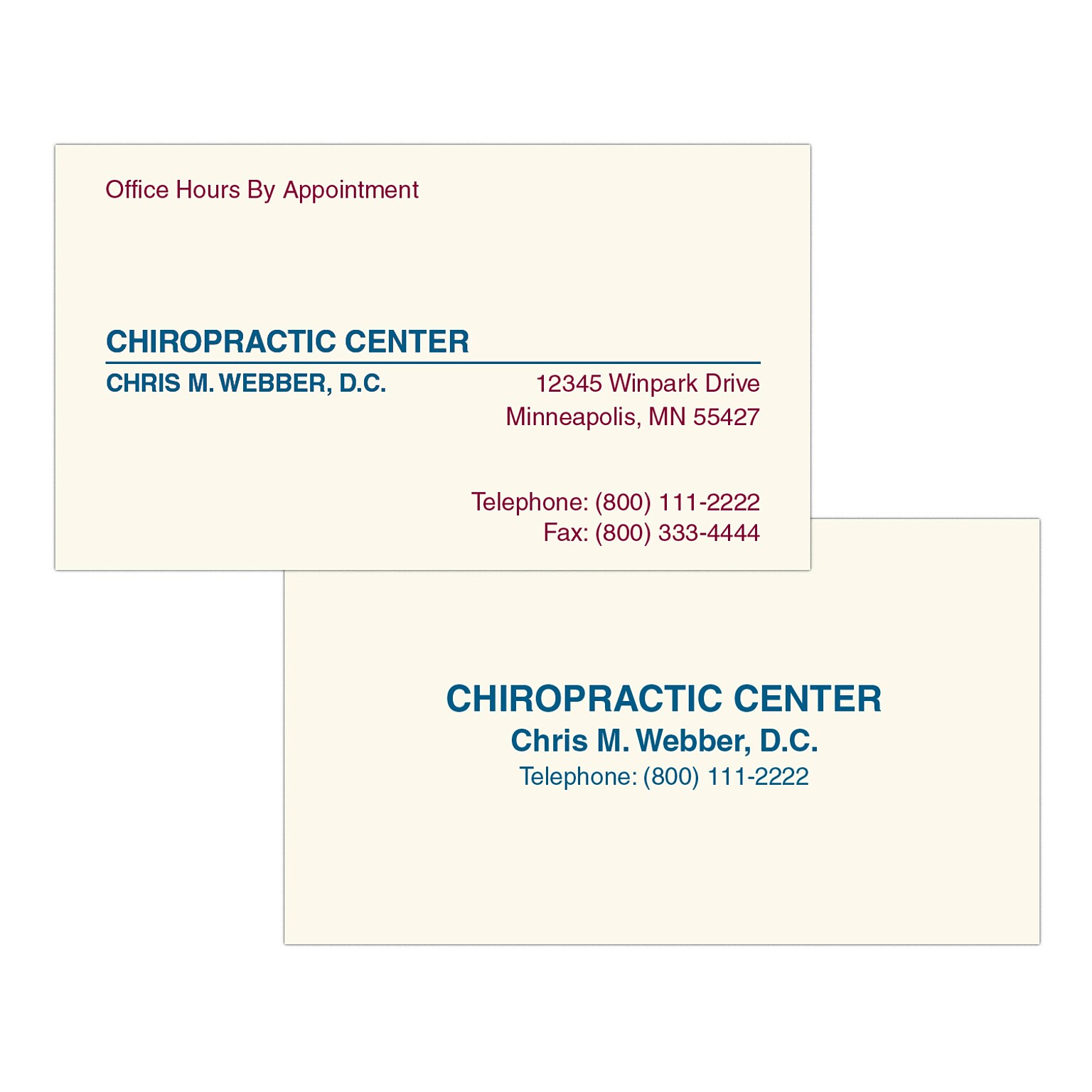 Custom 1-2 Color Appointment Cards, ENVIRONMENT® Smooth Natural Recycled 80#, Flat Print, 2 Custom Inks, 2-Sided, 250/Pk