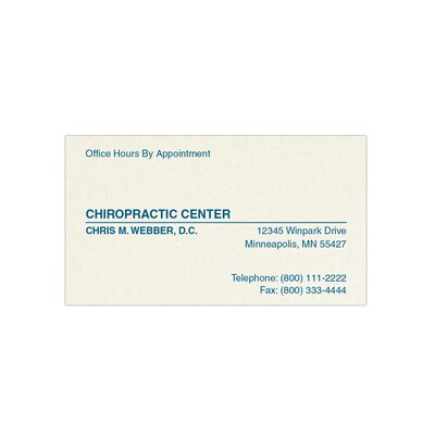 Custom 1-2 Color Appointment Cards, CLASSIC CREST® Smooth Millstone 80#, Flat Print, 1 Custom Ink, 1